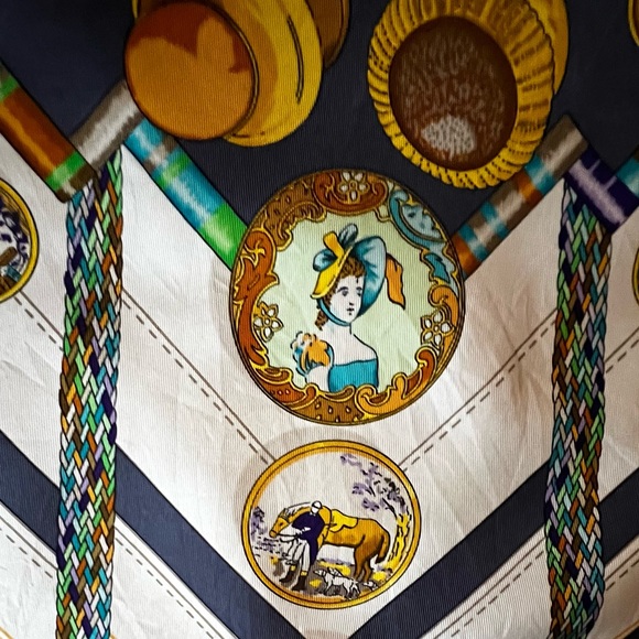 Hermès Multicolor Silk ‘Petit Main’.  By Caty Latham Scarf.  35” - Picture 7 of 16